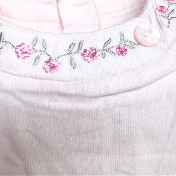 NWT-Baby Pink Floral Embroidery Neck Dress 9M - Picture 3 of 8